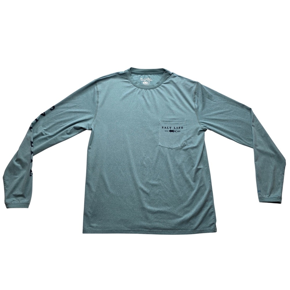 Salt Life SLX Performance Fishing Shirt Teal Small Coastal UV Active